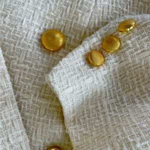 NWT Jason Wu Cream Tweed Blazer- Gold Button Detailing